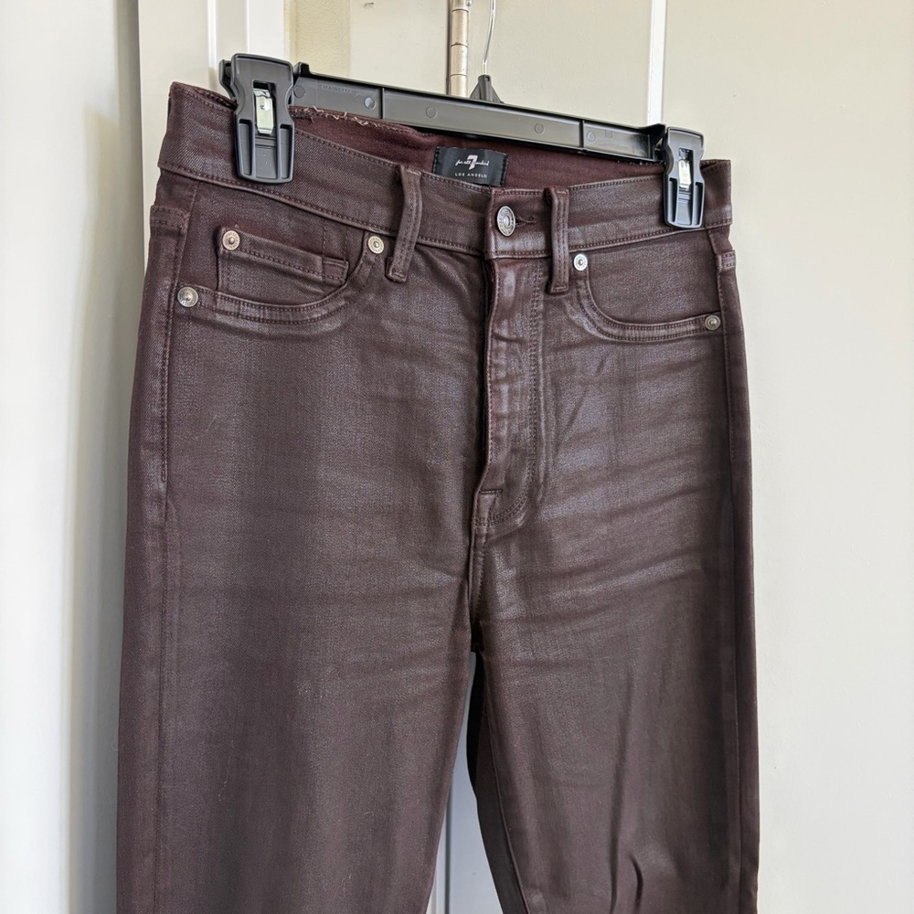 7 For All Mankind Women's Dark Brown Wax Coated Jeans